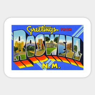 Greetings from Roswell New Mexico - Vintage Large Letter Postcard Sticker